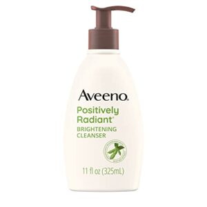 Aveeno Positively Radiant Brightening Facial Cleanser for Sensitive Skin, Targets Dull Skin, Moisture Rich Soy Extract, Non-Comedogenic, Oil- & Soap-Free, Hypoallergenic, 11 Fl. Oz