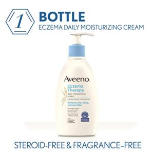 Aveeno Eczema Therapy Daily Moisturizing Body Cream for Sensitive Skin, Soothing Eczema Relief Cream, Colloidal Oatmeal & Ceramide for Dry & Itchy Skin, Steroid- & Fragrance-Free, 12 oz