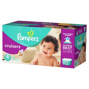 pampers cruisers disposable diapers size 4, 112 count, giant