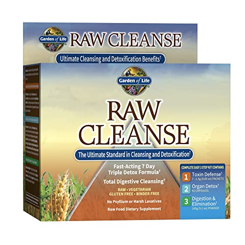 Garden of Life Detox Cleanse Raw Cleanse Fast-Acting 7 Day Cleanse and Detox Formula for Immune System Support, Liver Cleanse and Toxin Removal - Powder and Capsules - Fiber, Greens, Probiotics