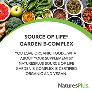 NaturesPlus Source of Life Garden Certified Organic B Complex - 60 Vegan Capsules - Complete Vitamin B Supplement, Energy Booster - Vegetarian, Gluten-Free - 30 Servings