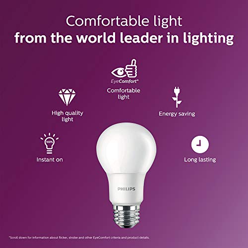 PHILIPS LED High Lumen A19 Bulb, Non-Dimmable, 1500 Lumen, Daylight (5000K), 13.5W=100W, E26 Base, 4-Pack