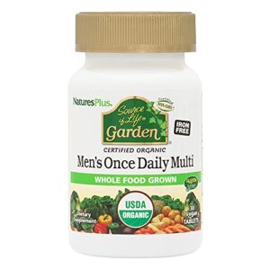 naturesplus source of life garden certified organic mens once daily multivitamin – pure, natural whole food ingredients – energy boost – 30 vegan tablets (30 servings)