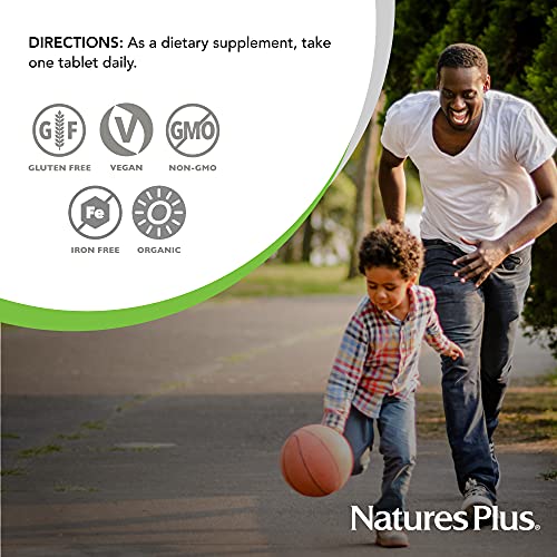 NaturesPlus Source of Life Garden Certified Organic Mens Once Daily Multivitamin - Pure, Natural Whole Food Ingredients - Energy Boost - 30 Vegan Tablets (30 Servings)