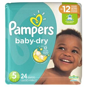 pampers cruisers baby dry diapers, size 5, 24 count