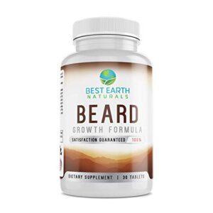 best earth naturals beard growth formula for men vitamins, nutrients, biotin, saw palmetto, and paba for facial hair growth 30 count