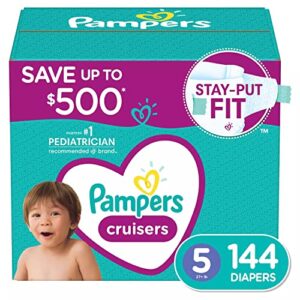 pampers cruisers diapers – size 5 (27+ pounds), 144 count