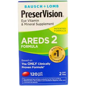 bausch + lomb preservision areds 2 formula eye vitamin and mineral supplement, 120 softgels