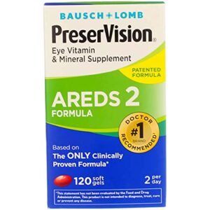 BAUSCH + LOMB PreserVision AREDS 2 Formula Eye Vitamin and Mineral Supplement, 120 softgels