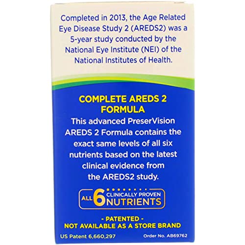 BAUSCH + LOMB PreserVision AREDS 2 Formula Eye Vitamin and Mineral Supplement, 120 softgels