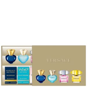 Versace Gifts & Sets Womens Mini Set (Pour Femme Dylan Blue 0.17 oz EDP, Pour Femme Dylan Turguoise EDT, Bright crystal EDT yellow diamond EDT)