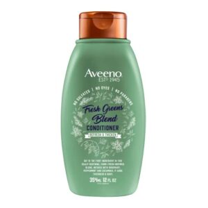 aveeno, fresh greens blend sulfate-free conditioner with rosemary, peppermint & cucumber to thicken & nourish, clarifying & volumizing for thin or fine hair, paraben-free, 12oz