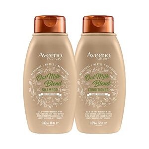aveeno scalp soothing oat milk blend shampoo & conditioner set for daily moisture and light nourishment, sulfate free, no dyes or parabens, 12 fl. oz