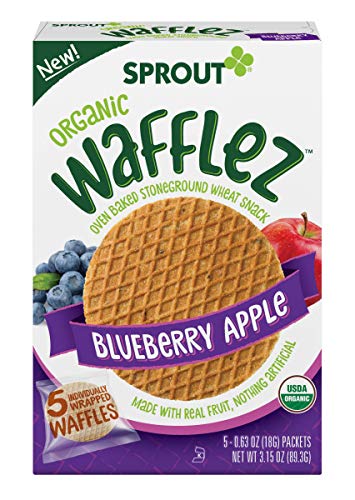 Sprout Organic Baby Food, Stage 4 Toddler Snacks, Blueberry Apple Wafflez, Single Serve Waffles (5 Count)