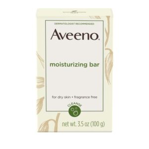 aveeno gentle moisturizing bar facial cleanser with nourishing oat for dry skin, fragrance-free, dye-free, & soap-free, 3.5 oz (pack of 2)