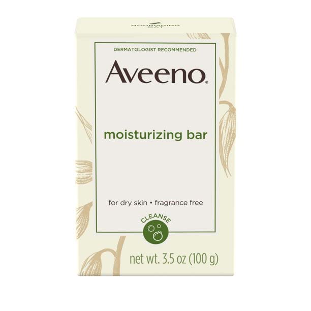 Aveeno Gentle Moisturizing Bar Facial Cleanser with Nourishing Oat for Dry Skin, Fragrance-free, Dye-Free, & Soap-Free, 3.5 oz (Pack of 2)