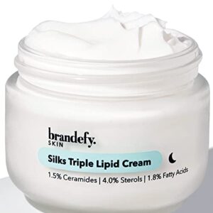 brandefy silks triple lipid peptide cream – ceramide cream to restore + protect, skin barrier repair cream with 1.5% pure ceramides, squalane oil, 4.0% pomegranate sterols, 1.8% fatty acids, 1.7oz