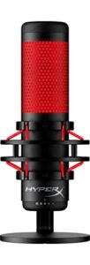 hyperx quadcast – usb condenser gaming microphone, for pc, ps4, ps5 and mac, anti-vibration shock mount, four polar patterns, pop filter, gain control, podcasts, twitch, youtube, discord, red led