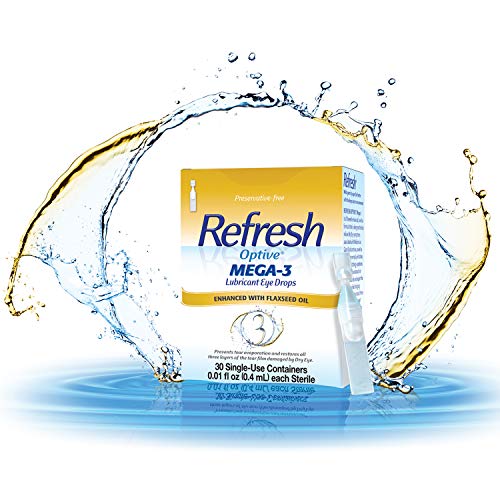 Refresh Optive Mega-3 Lubricant Eye Drops, Preservative-Free, 0.01 Fl Oz Single-Use Containers, 30 Count