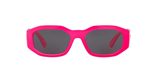 Versace Man Sunglasses Fuxia Fluo Frame, Dark Grey Lenses, 53MM