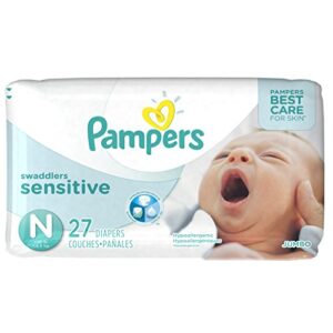 pampers swaddlers sensitive newborn diapers size 0, 27 count