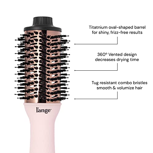 L'ANGE HAIR Le Volume 2-in-1 Titanium Brush Dryer Blush | 60MM Hot Air Blow Dryer Brush in One with Oval Barrel | Hair Styler for Smooth, Frizz-Free Results for All Hair Types