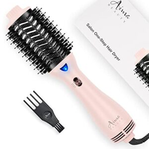 hair dryer brush, aima beauty one step hair dryer and styler volumizer with negative ion for reducing frizz and static, hair styling tools, pink