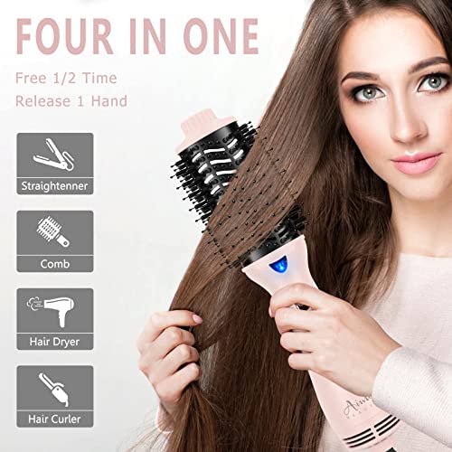 Hair Dryer Brush, Aima Beauty One Step Hair Dryer and Styler Volumizer with Negative Ion for Reducing Frizz and Static, Hair Styling Tools, Pink