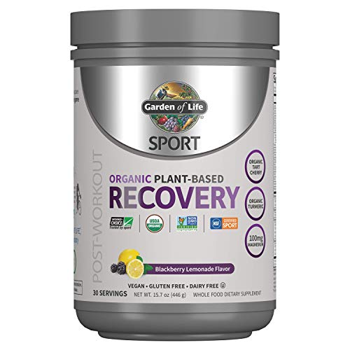 Garden of Life Sport Vegan Organic Plant Based Post Workout Muscle Recovery Powder for Men & Women - BlackBerry Lemonade 30 Servings, 100mg Magnesium, Antioxidants, Supplements, 15.7 Oz