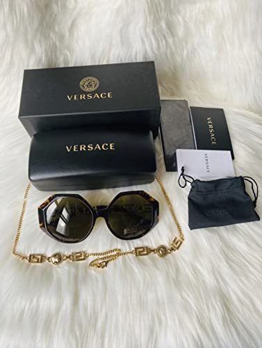 Versace Woman Sunglasses Havana Frame, Dark Brown Lenses, 59MM