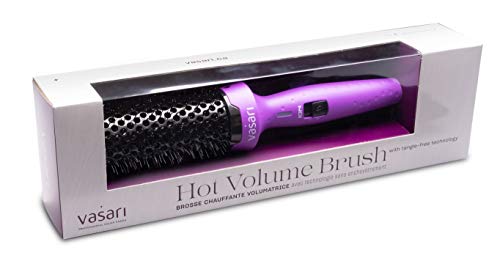 Professional Heated Volume Brush 1 1/2 Inch for Fine to Medium Hair | Large Ionic Ceramic Barrel for Creating Loose Curls and Volume | Hot Round Brush Tangle-Free Tech by Vasari | NOT A Hair Dryer