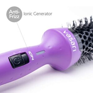 Professional Heated Volume Brush 1 1/2 Inch for Fine to Medium Hair | Large Ionic Ceramic Barrel for Creating Loose Curls and Volume | Hot Round Brush Tangle-Free Tech by Vasari | NOT A Hair Dryer