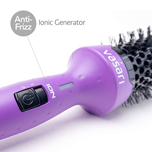 Professional Heated Volume Brush 1 1/2 Inch for Fine to Medium Hair | Large Ionic Ceramic Barrel for Creating Loose Curls and Volume | Hot Round Brush Tangle-Free Tech by Vasari | NOT A Hair Dryer