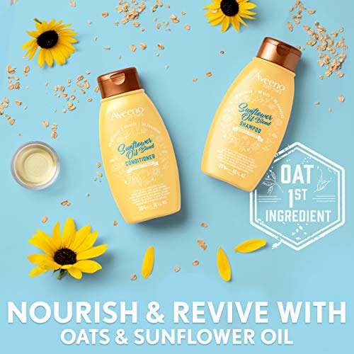 Aveeno Deep Moisturizing Sunflower Oil Blend Shampoo with Oat for Dry Damaged Hair, Dye, Paraben & Sulfate Surfactants Free, 12 Fl Oz