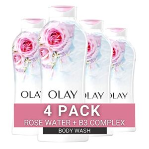 olay fresh outlast body wash with b3, rose water and sweet nectar, 22 fl oz (pack of 4)