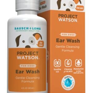 Project Watson Ear Wash for Dogs, Gentle pH Balanced Formula to Help Support Ear Health & Hygiene, Contains Aloe Leaf Juice, Glycerin & Propylene Glycol, Hydrogen Peroxide & Fragrance Free, 4 Fl Oz