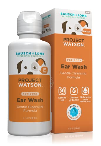 Project Watson Ear Wash for Dogs, Gentle pH Balanced Formula to Help Support Ear Health & Hygiene, Contains Aloe Leaf Juice, Glycerin & Propylene Glycol, Hydrogen Peroxide & Fragrance Free, 4 Fl Oz