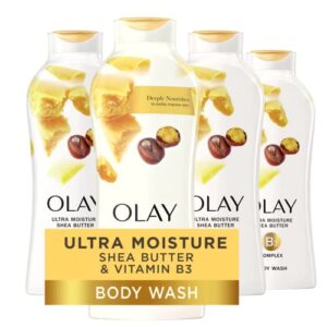 olay ultra moisture shea butter body wash with b3 complex – 22 fl oz (pack of 4)