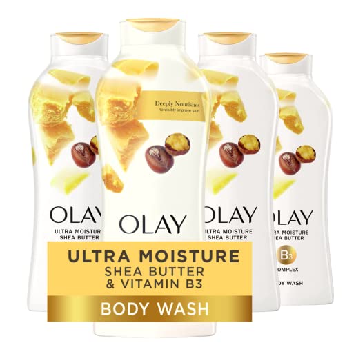 Olay Ultra Moisture Shea Butter Body Wash with B3 Complex - 22 Fl Oz (Pack of 4)