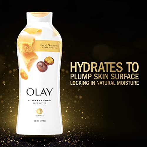 Olay Ultra Moisture Shea Butter Body Wash with B3 Complex - 22 Fl Oz (Pack of 4)