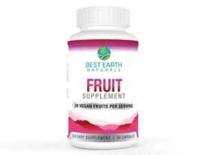 best earth naturals fruit supplement – 20 concentrated super food fruits per serving; with aloe vera, cherry, cranberry, papaya, acai, goji berry, pomegranate, and more! vegan