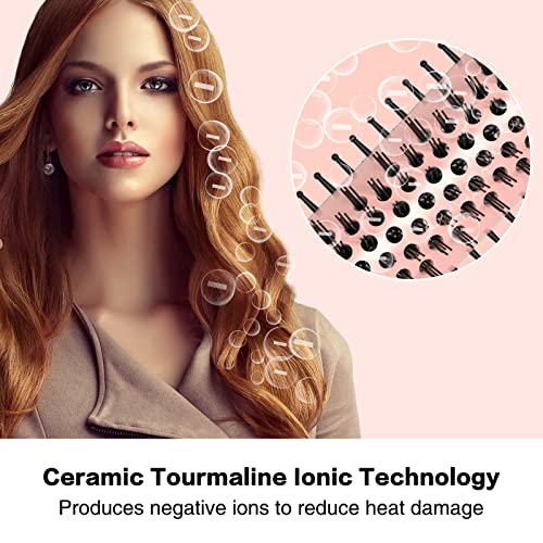 PHOEBE 1.25 Inch Curling Iron Brush Ceramic 1 1/4 Inch Double PTC Heated Hair Curling Comb Tourmaline Ionic Hair Curler Curling Iron Dual Voltage for Traveling On Long, Medium Hair