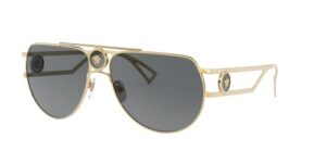 versace ve 2225 100287 gold metal aviator sunglasses grey lens
