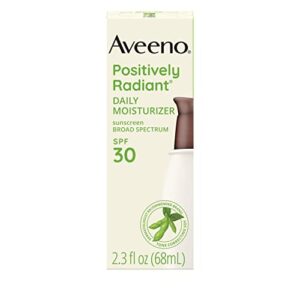 Aveeno Positively Radiant Daily Facial Moisturizer with Broad Spectrum SPF 30 Sunscreen & Soy, Improves Skin Tone & Texture, Hypoallergenic, Oil-Free & Non-Comedogenic, 2.3 Fl. Oz