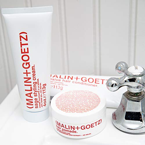 Malin + Goetz sage styling cream—lightweight, versatile for all hair types & textures. Smoothes, tames frizz, defines curls, shine without residue. natural fragrance. vegan and cruelty free 4 fl oz