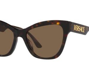 Versace Woman Sunglasses Havana Frame, Dark Brown Lenses, 56MM