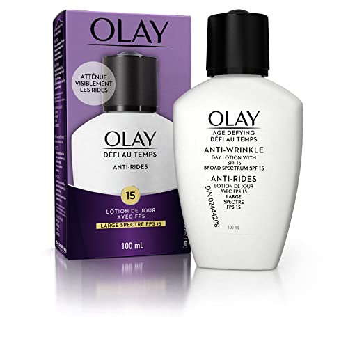 Face Moisturizer by Olay Age Defying, Anti-Wrinkle Day Lotion with Sunscreen, Broad Spectrum , SPF 15, 3.4 Oz. (Pack of 3) Packaging may Vary