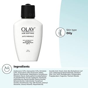 Face Moisturizer by Olay Age Defying, Anti-Wrinkle Day Lotion with Sunscreen, Broad Spectrum , SPF 15, 3.4 Oz. (Pack of 3) Packaging may Vary