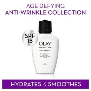 Face Moisturizer by Olay Age Defying, Anti-Wrinkle Day Lotion with Sunscreen, Broad Spectrum , SPF 15, 3.4 Oz. (Pack of 3) Packaging may Vary