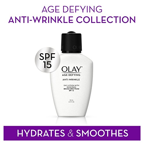 Face Moisturizer by Olay Age Defying, Anti-Wrinkle Day Lotion with Sunscreen, Broad Spectrum , SPF 15, 3.4 Oz. (Pack of 3) Packaging may Vary